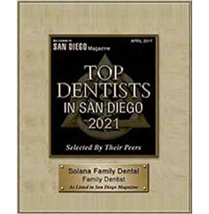 Top Dentists in San Diego 2021 Award Selected by Peers for Excellence in Dental Care – Poway Dentist San Diego Top Dentists 2021 Recognition Honoring Peer-Selected Dental Excellence – Poway Dentist